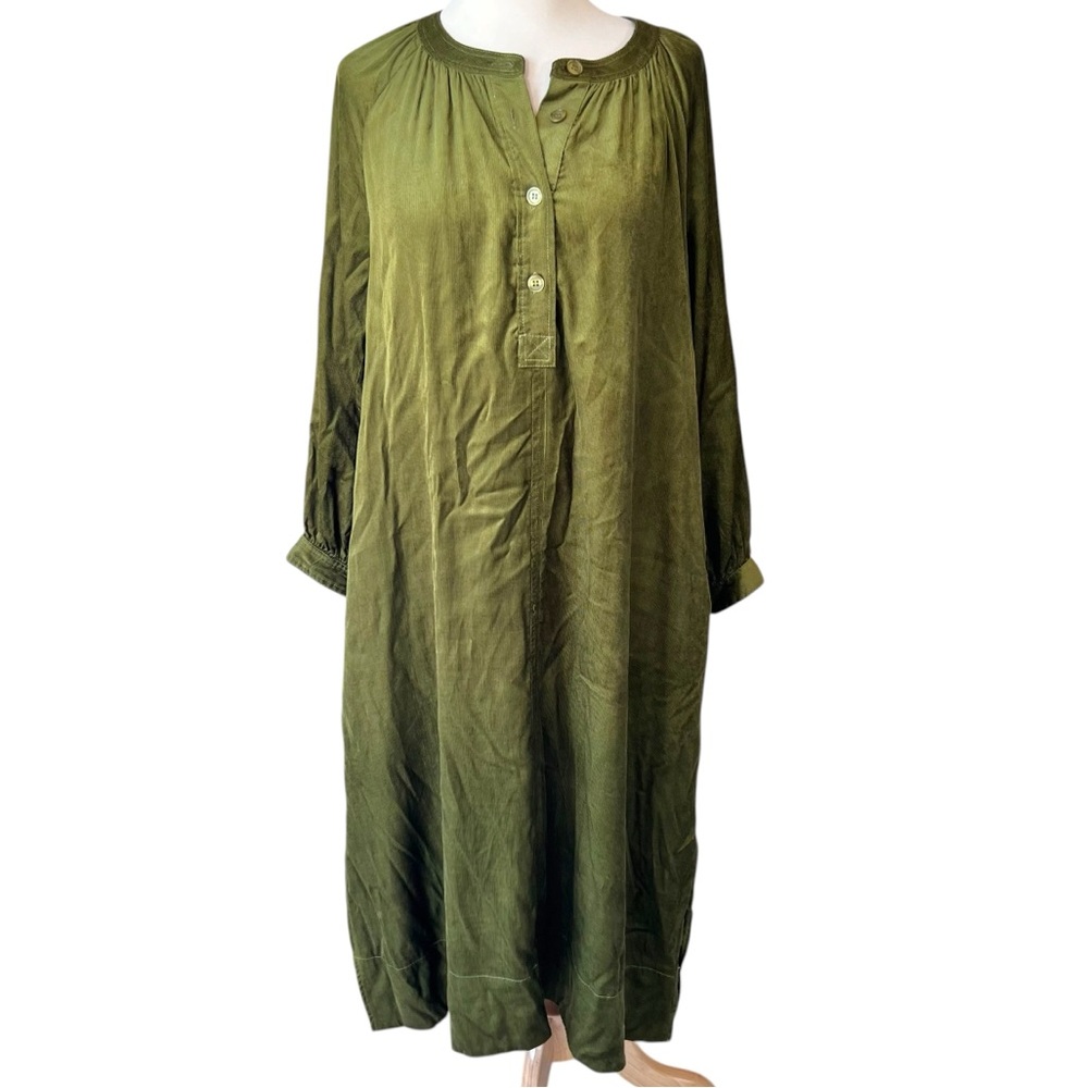 SEE U SOON evergreen corduroy long sleeve midi dress